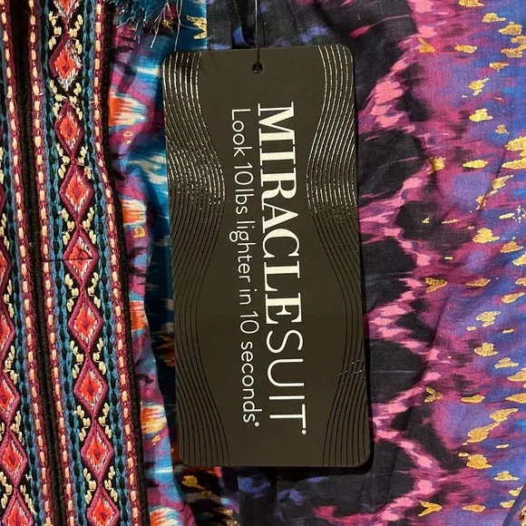 Miraclesuit Bella Alba Cotton Caftan Cover-Up in Midnight Blue (M) - Picture 13 of 14